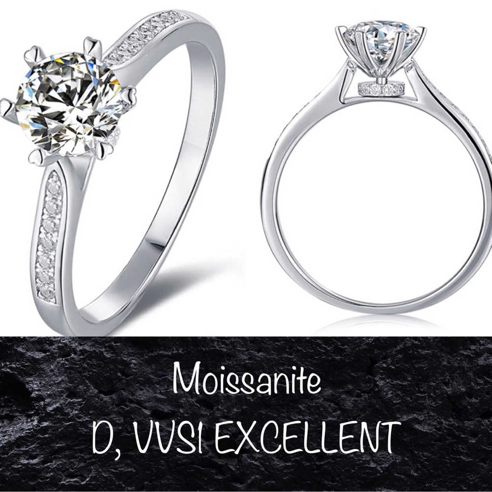 MOISSANITE 1ct Platinum Diamond Engagement Ring 5
